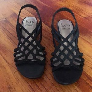 Black small wedge sandals